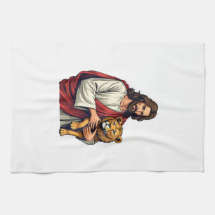 Paño De Cocina Camiseta De Fe Grabada Jesús León Y Cordero 2