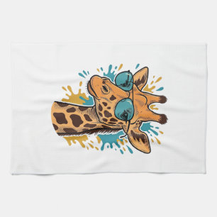 Paño De Cocina Camiseta de Gafas de Sol de Jirafa Genial Grabada 