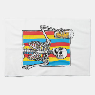 Paño De Cocina Camiseta de grabado vintage de arcoíris de cerveza