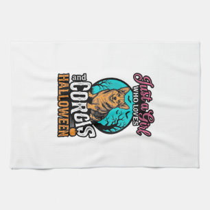 Paño De Cocina Camiseta de grabado vintage de Corgis y niña de Ha