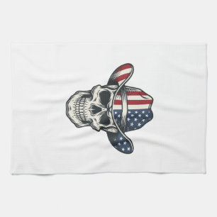 Paño De Cocina Camiseta de grabado vintage de cráneo de vaquero p