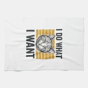 Paño De Cocina Camiseta de grabado vintage de gato divertido hago