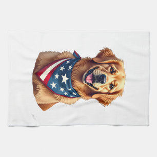 Paño De Cocina Camiseta de grabado vintage de Golden Retriever pa
