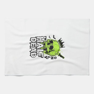 Paño De Cocina Camiseta de grabado vintage de Halloween de cráneo