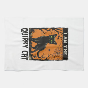 Paño De Cocina Camiseta de grabado vintage de Halloween de gato p