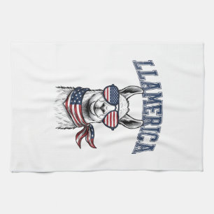 Paño De Cocina Camiseta de grabado vintage de llama patriótica de