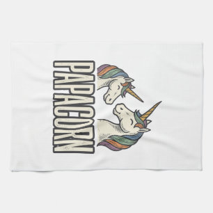 Paño De Cocina Camiseta de grabado vintage de Papacorn Unicorn Da