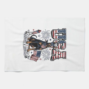 Paño De Cocina Camiseta de grabado vintage Doberman patriótico EE