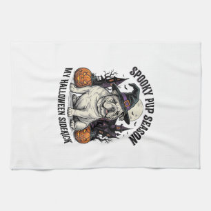 Paño De Cocina Camiseta de Halloween Bulldog Bruja Lindo Perro Gr