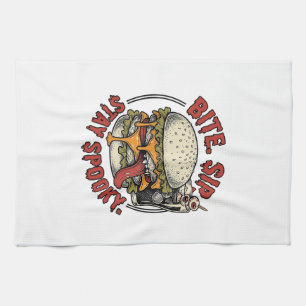 Paño De Cocina Camiseta de Hamburguesa Espeluznante Grabado Vinta