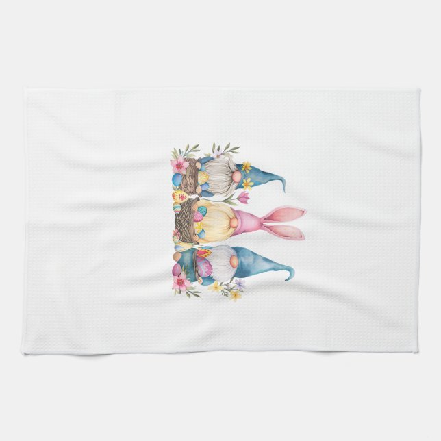 Paño De Cocina Camiseta de huevo de Pascua de tres Gnomos Gnome d (Horizontal)