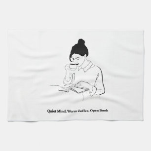Paño De Cocina Camiseta de línea artística de libro estético y ca