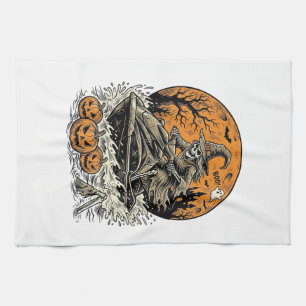 Paño De Cocina Camiseta de moto de agua de bruja esqueleto vintag