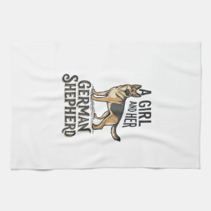 Paño De Cocina Camiseta de niña pastor alemán Diseño vintage aman