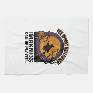 Paño De Cocina Camiseta de oscuridad de Halloween Diseño de bruja