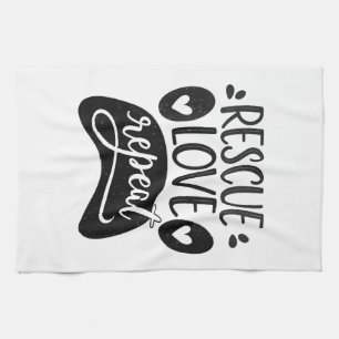 Paño De Cocina Camiseta de Pata de Perro Rescue Love Repeat