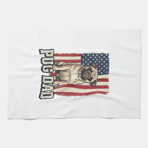 Paño De Cocina Camiseta de perro con grabado vintage patriótico P