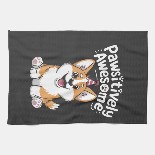 Paño De Cocina Camiseta de perro de cumpleaños de Corgi absolutam (Horizontal)
