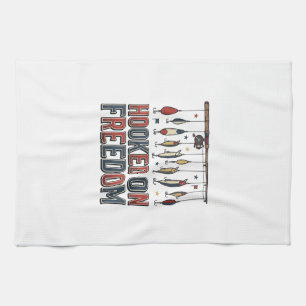 Paño De Cocina Camiseta de pesca patriótica Enganchado a la Liber