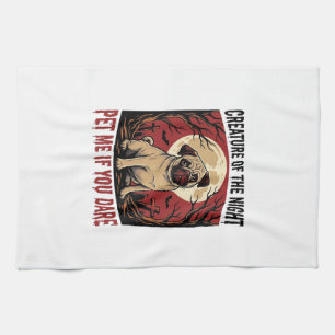 Paño De Cocina Camiseta de Pug de Halloween con Cementerio Espelu