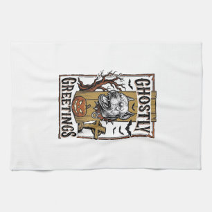 Paño De Cocina Camiseta de saludos fantasmales grabado vintage Ha