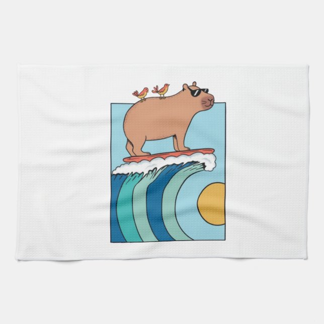 Paño De Cocina Camiseta De Surf Capybara 539 (Horizontal)