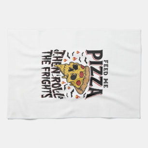 Paño De Cocina Camiseta de terror de pizza grabado vintage noche 