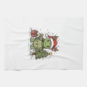 Paño De Cocina Camiseta de Tortuga de Navidad Adorable Grabado Vi