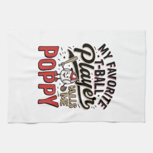 Paño De Cocina Camiseta Diseño de Grabado Vintage de T-Ball Poppy