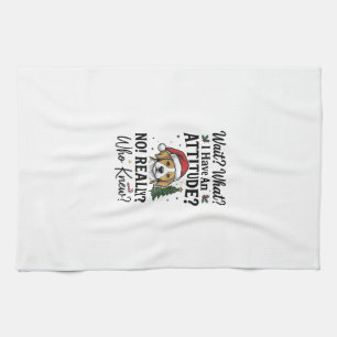 Paño De Cocina Camiseta divertida de actitud de perro de Navidad 