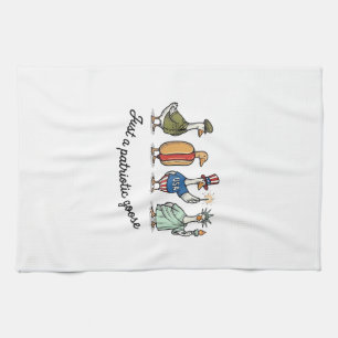 Paño De Cocina Camiseta divertida de ganso patriótico con grabado