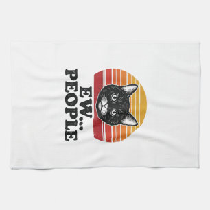 Paño De Cocina Camiseta divertida de gato negro Ew gente puesta d