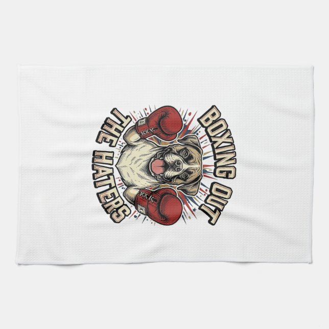 Paño De Cocina Camiseta divertida de perro boxeador boxeando a lo (Horizontal)