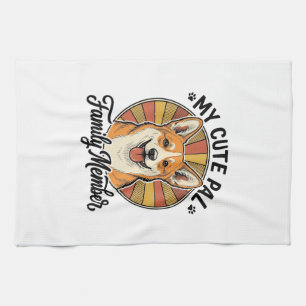 Paño De Cocina Camiseta Familia Corgi Diseño Vintage Amante Masco