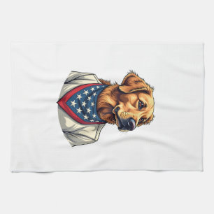 Paño De Cocina Camiseta grabada vintage americana de Golden Retri