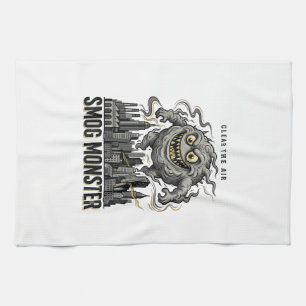 Paño De Cocina Camiseta Monstruo de Smog Grabado Vintage Adverten