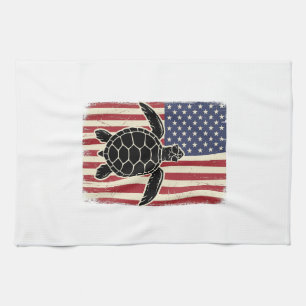 Paño De Cocina Camiseta Patriótica Bandera Americana Tortuga Mari