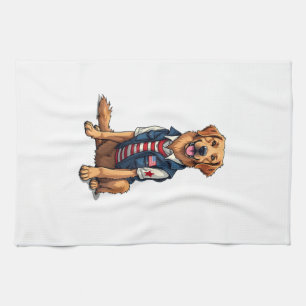 Paño De Cocina Camiseta Patriótica para Perro de Servicio Golden 
