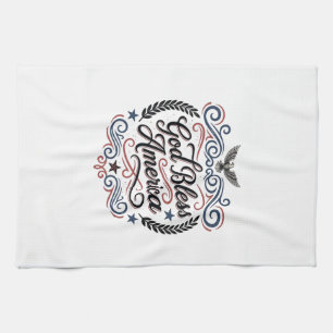 Paño De Cocina Camiseta Patriótica Vintage Águila Dios Bendiga Am