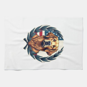 Paño De Cocina Camiseta Patriótica Vintage de Liberty Golden Retr