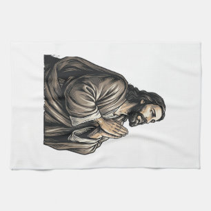Paño De Cocina Camiseta religiosa hombre orando grabado vintage D