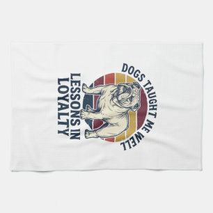 Paño De Cocina Camiseta Sabiduría de Perro Bulldog Vintage Lecció