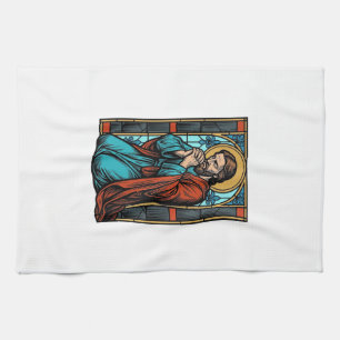 Paño De Cocina Camiseta vectorial de figura religiosa orando vint