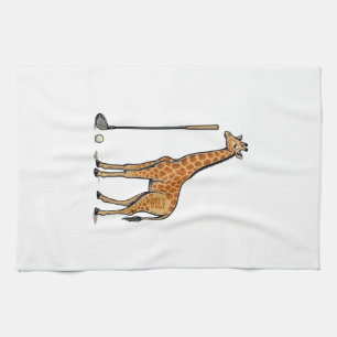Paño De Cocina Camiseta vectorial de golf de jirafa de grabado vi