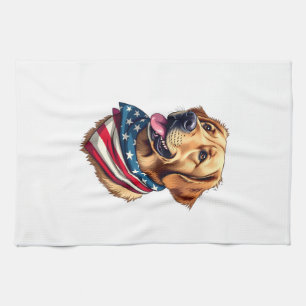 Paño De Cocina Camiseta Vintage Cabeza de Golden Retriever Patrió