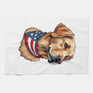 Paño De Cocina Camiseta Vintage Cabeza de Golden Retriever Patrió