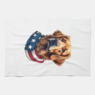 Paño De Cocina Camiseta Vintage Cara de Golden Retriever Patriota