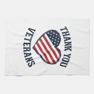 Paño De Cocina Camiseta Vintage Corazón Patriótico Gracias Vetera