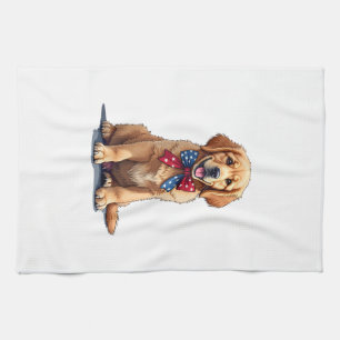 Paño De Cocina Camiseta Vintage de Cachorro Golden Retriever Patr