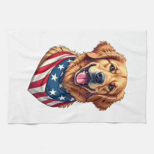 Paño De Cocina Camiseta Vintage de Golden Retriever con Estrellas